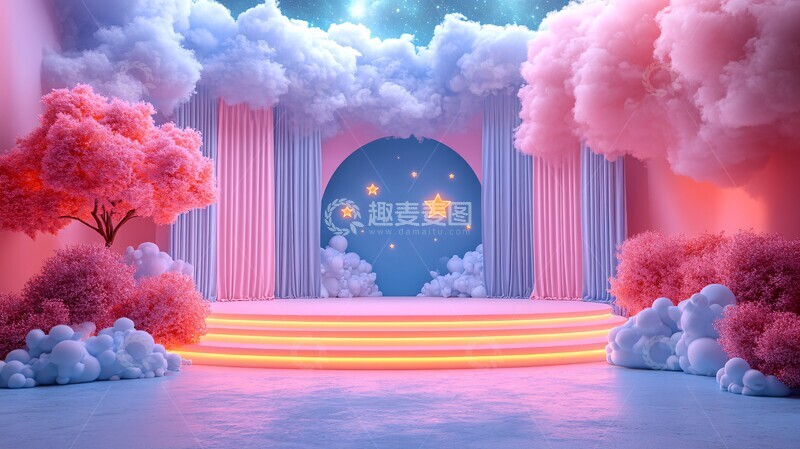 高清大图下载【趣麦麦图】-圆形舞台夜景1