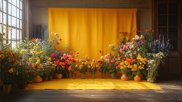 黄色背景与花瓶2