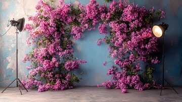 紫色花墙摄影棚1