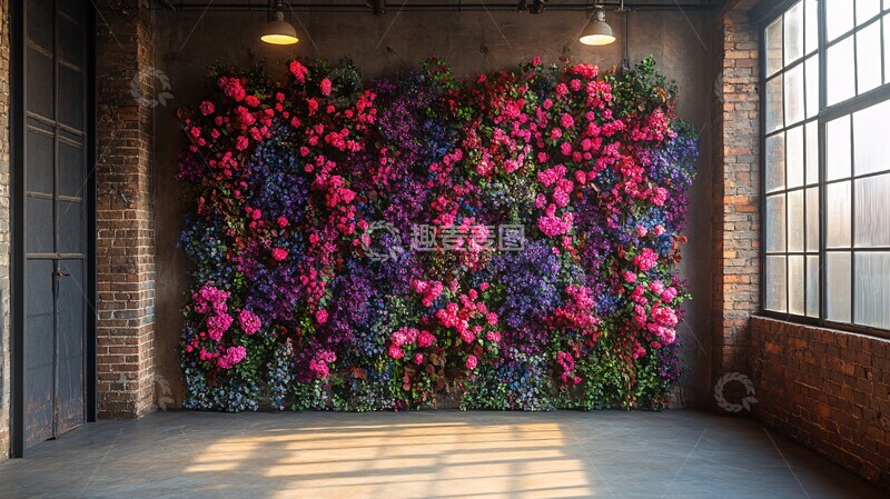 高清大图下载【趣麦麦图】紫色花墙摄影棚2
