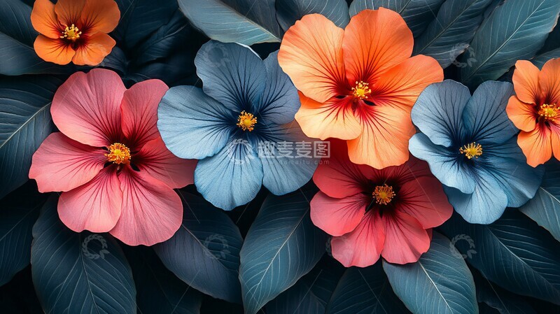 高清大图下载【趣麦麦图】花卉图案背景对比1