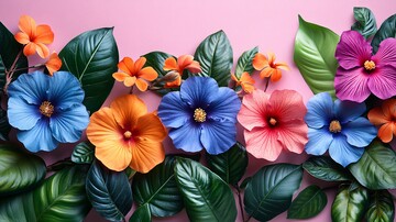 简单2D彩色花卉图案2