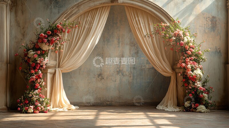 高清大图下载【趣麦麦图】优雅拱门墙背景1