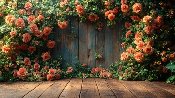 玫瑰蝴蝶木地板摄影背景2