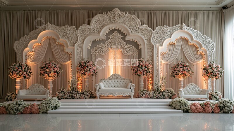 高清大图下载【趣麦麦图】印度白色婚礼舞台背景