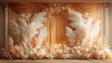 金色丝绸与羽毛背景2