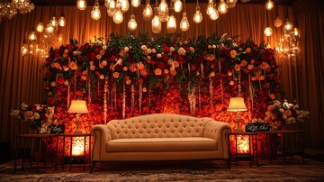 红玫瑰与白花环的舞台