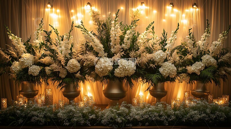 高清大图下载【趣麦麦图】金色幕布与银绿花枝1