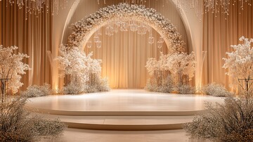 3D婚礼舞台铁板拱门水晶灯1