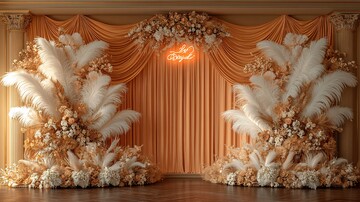 金色丝绸与羽毛背景1