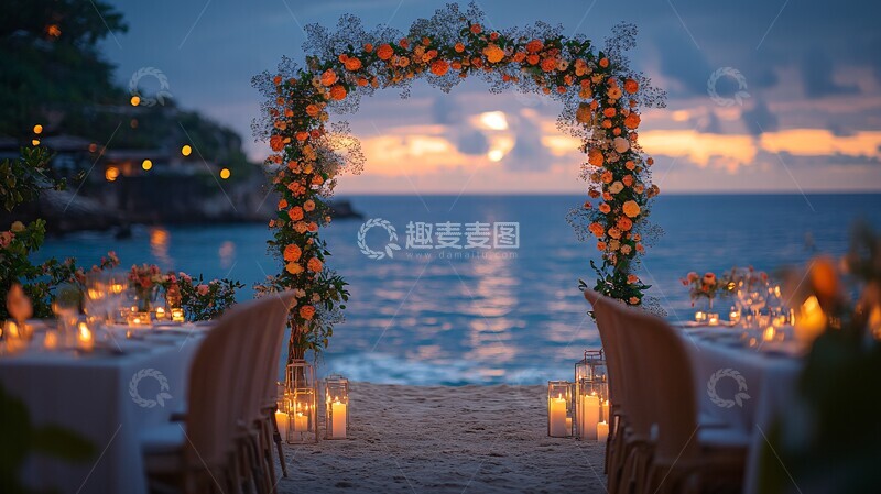 高清大图下载【趣麦麦图】海边夜晚求婚场景1