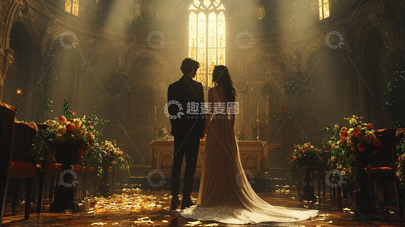 高清大图下载【趣麦麦图】传统大教堂婚礼