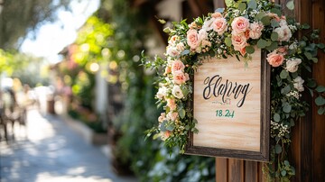 户外婚礼橄榄绿指示牌