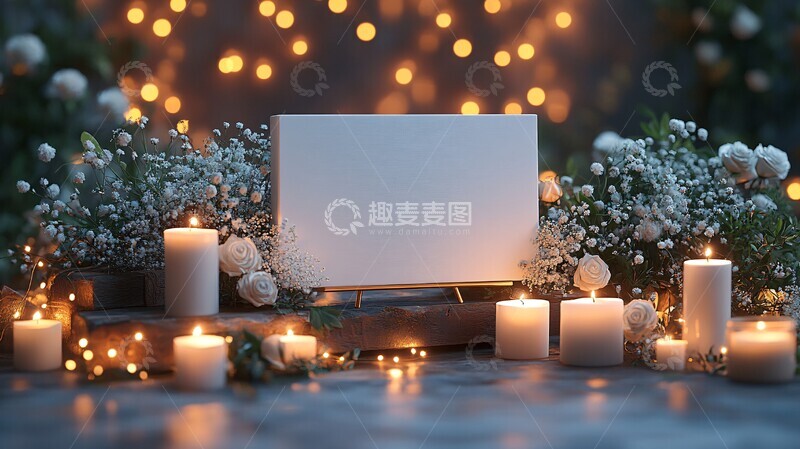 高清大图下载【趣麦麦图】空白画布与干花婚礼背景2