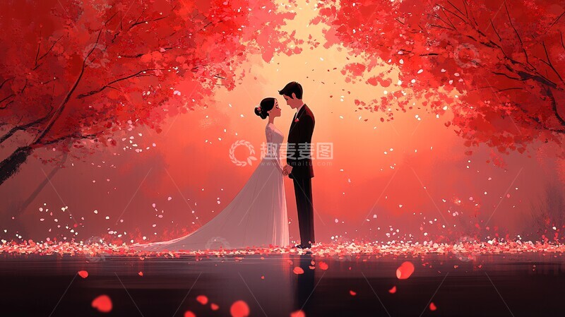 高清大图下载【趣麦麦图】婚礼交换戒指场景