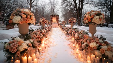 冬季户外婚礼走道装饰