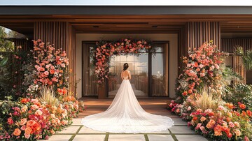 婚礼大厅水彩插画