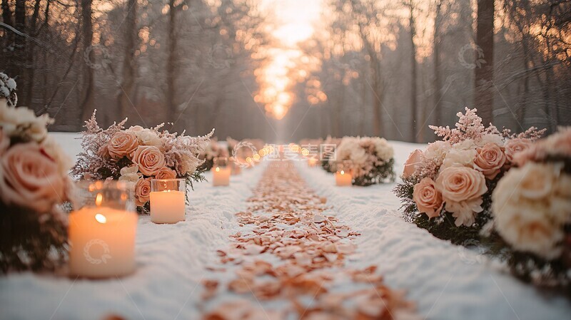 高清大图下载【趣麦麦图】冬季户外婚礼走道装饰2