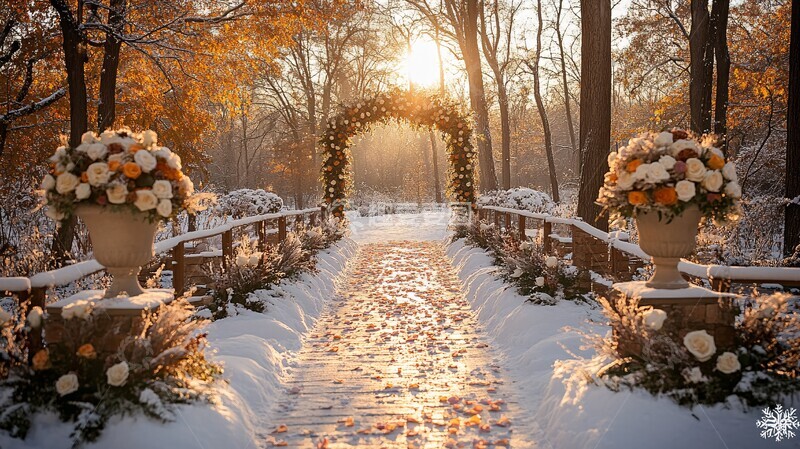 高清大图下载【趣麦麦图】冬季户外婚礼走道装饰1