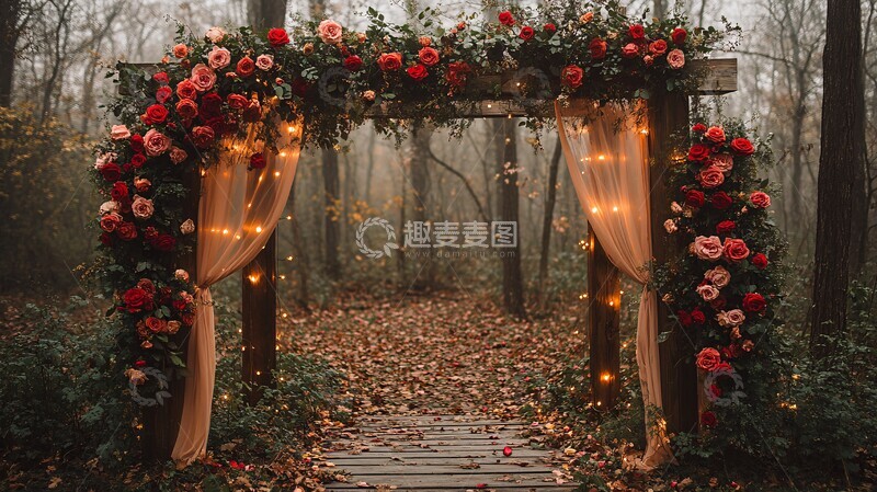 高清大图下载【趣麦麦图】森林中的玫瑰拱门2