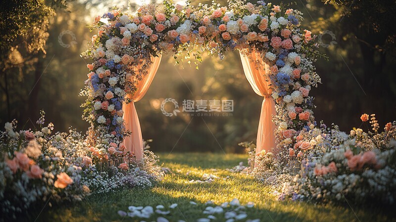高清大图下载【趣麦麦图】花园婚礼花拱门