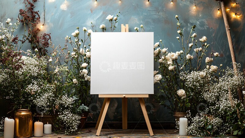 高清大图下载【趣麦麦图】空白画布与干花婚礼背景