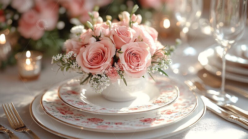 高清大图下载【趣麦麦图】婚礼花艺桌面布置