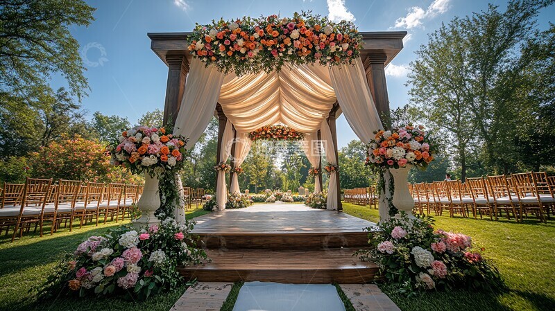 高清大图下载【趣麦麦图】婚礼场地绿草坪舞台装饰2