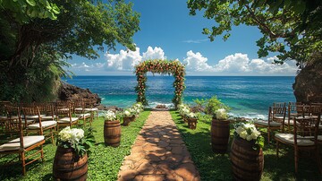 海边婚礼与绿意