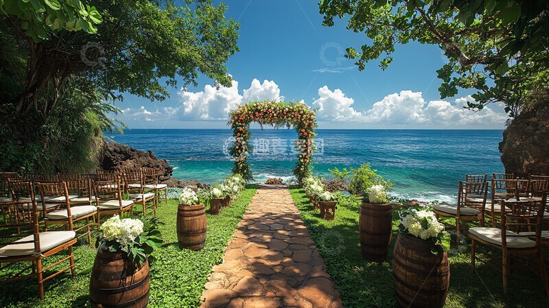 高清大图下载【趣麦麦图】海边婚礼与绿意