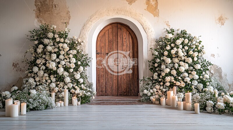 高清大图下载【趣麦麦图】教堂门前的白花与蜡烛2