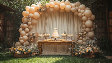 生日派对象牙窗帘户外场景2