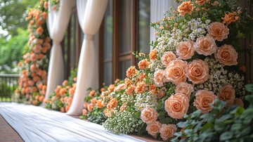 白色丝带装饰花园