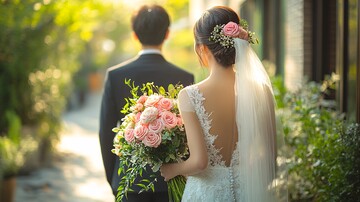 亚洲情侣婚礼背影1