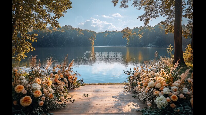 高清大图下载【趣麦麦图】白色画布与户外婚礼装饰1