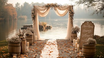 白色薄纱婚礼拱门