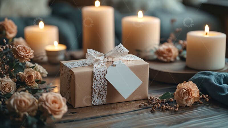 高清大图下载【趣麦麦图】白色标签系在礼品盒上1