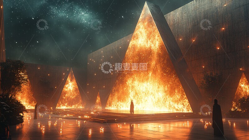 高清大图下载【趣麦麦图】星夜舞台与石墙2