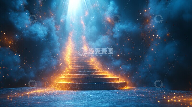 高清大图下载【趣麦麦图】蓝色光射线科技展示台