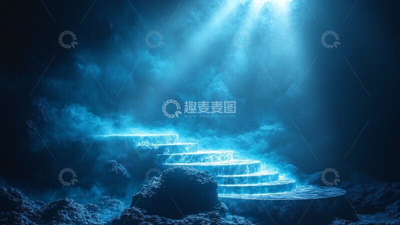 高清大图下载【趣麦麦图】蓝色光射线科技展示台2