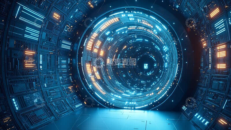 高清大图下载【趣麦麦图】蓝色圆形舞台未来科技展示