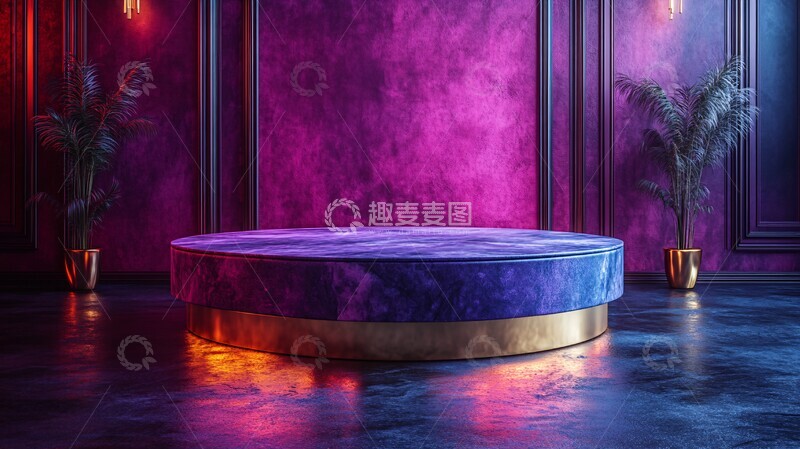 高清大图下载【趣麦麦图】紫色圆桌金色边缘