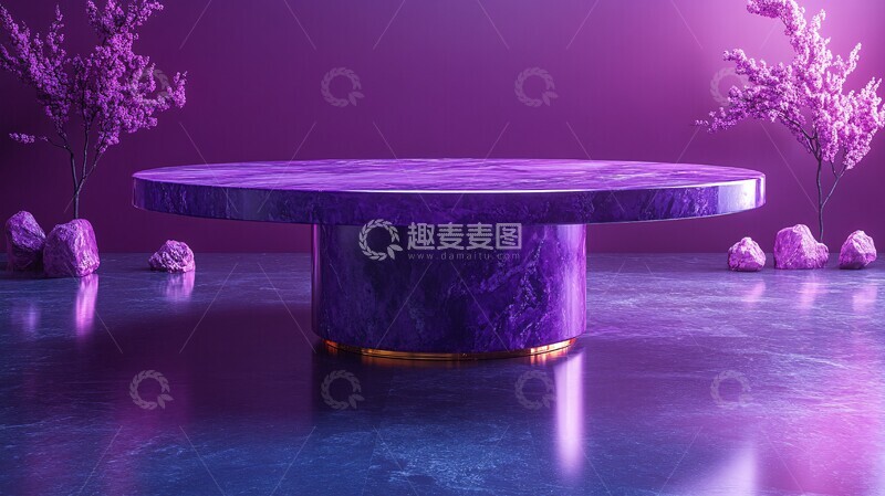 高清大图下载【趣麦麦图】紫色圆桌金色边缘2