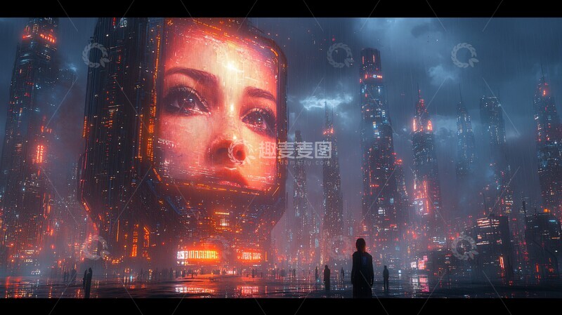 高清大图下载【趣麦麦图】舞台赛博朋克风格大屏幕2