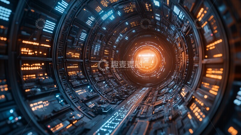 高清大图下载【趣麦麦图】蓝色圆形舞台未来科技展示2