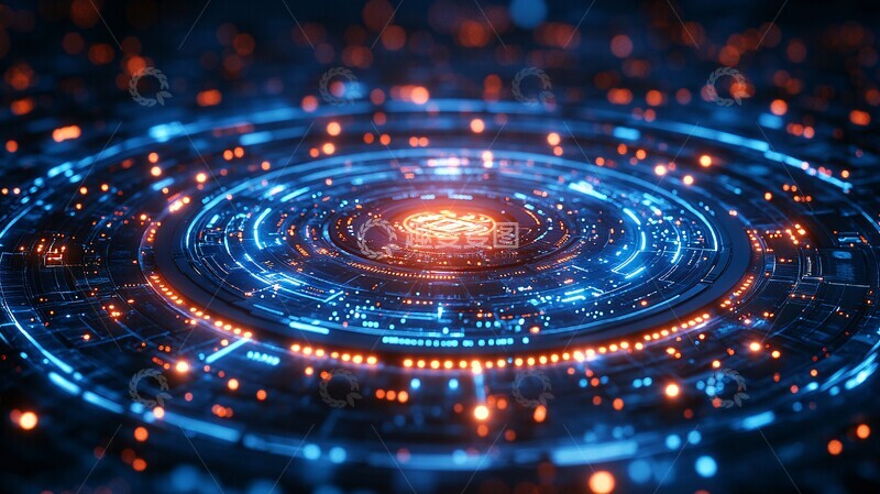 蓝色背景与电路板元素