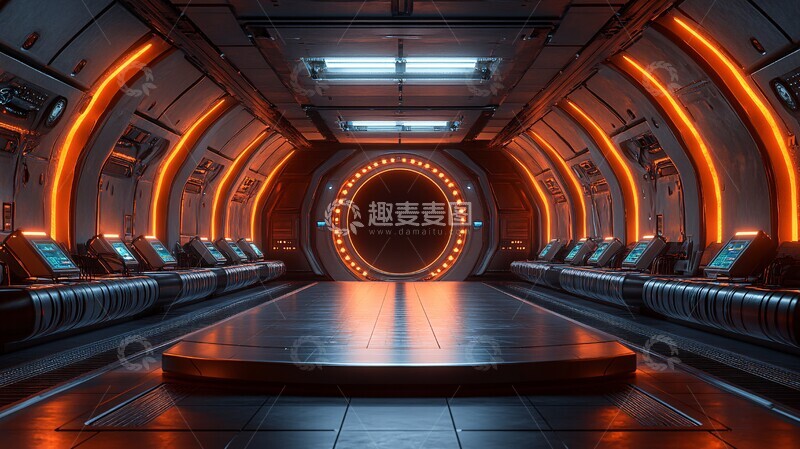 高清大图下载【趣麦麦图】未来空间站六边形房间展示台2
