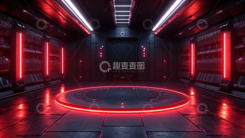 高清大图下载【趣麦麦图】黑色红色圆形平台2