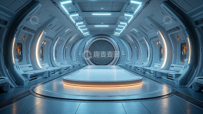 高清大图下载【趣麦麦图】未来空间站六边形房间展示台1