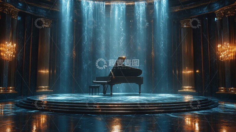 高清大图下载【趣麦麦图】舞台低光蓝黑香槟金